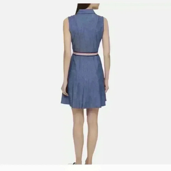 Tommy Hilfiger In Bloom Sleeveless Debim Dress With Belt Womens Size 8 - Picture 2 of 11
